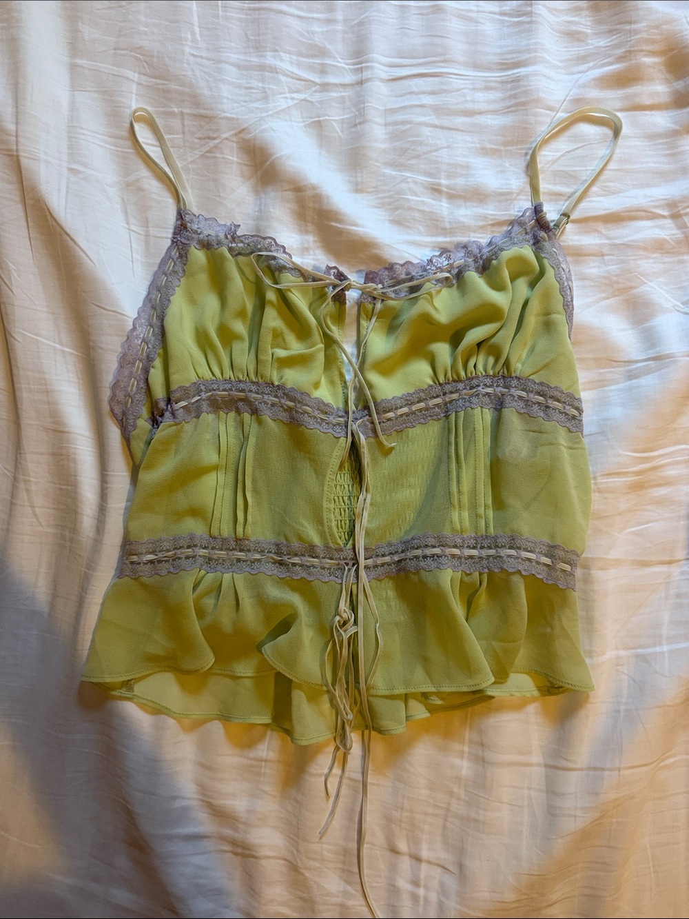 Kimchi Blue Light Green Lace-Trim Cami